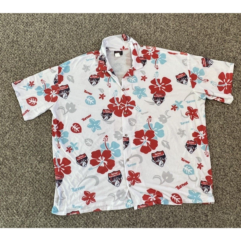 Krazy Klothes Hawaiian White with Red Flower Turner Retrofit Program Mens 3XL